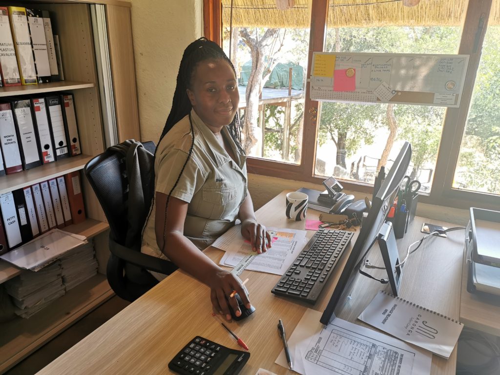 Bukani in office at Garonga Safari Camp